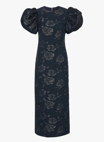 Fitted long dress with floral patterns ROTATE Blue
